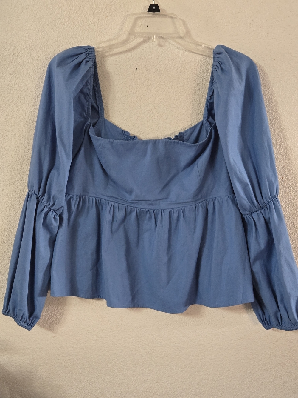 Reformation Jaxley In Azurer Blue Square Bodice Peplum Top - Picture 6 of 13